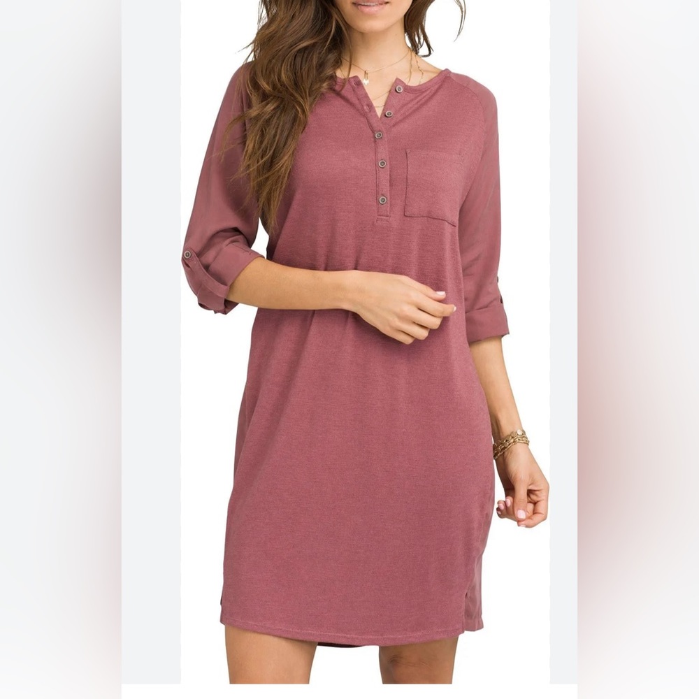 Prana‎ Hensley Henley Dress Mauve Size Small